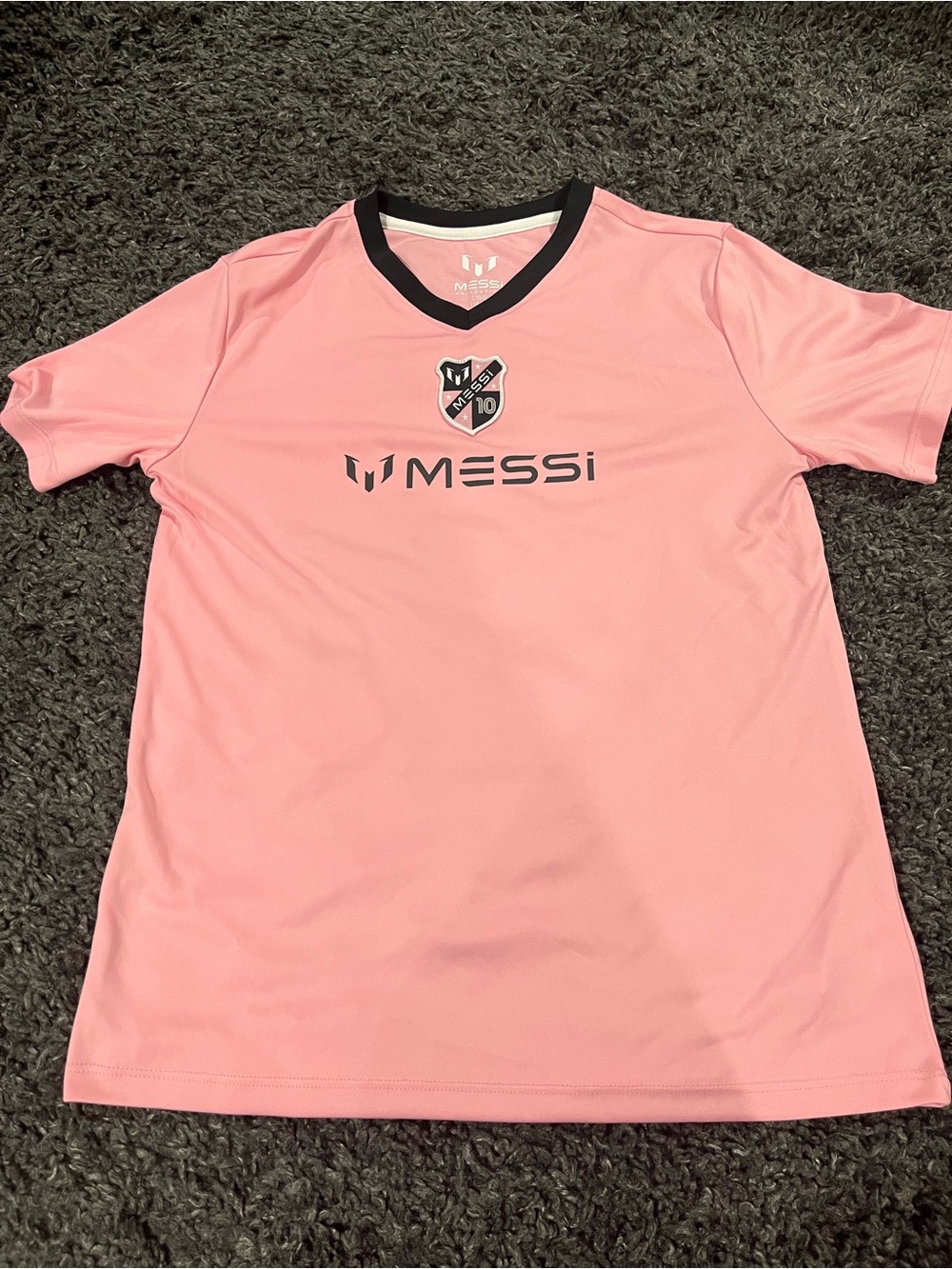 Kids Lionel Messi Pink Short-Sleeve Soccer Shirt Size Large 14/16